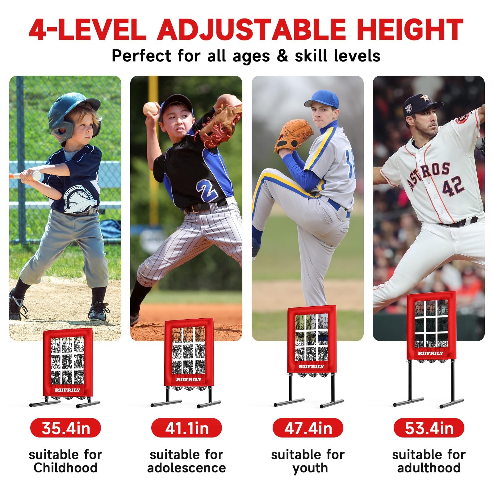 Heavy-Duty 9 Hole Baseball Pitching Net with Pitching Target Pockets, Regulat...