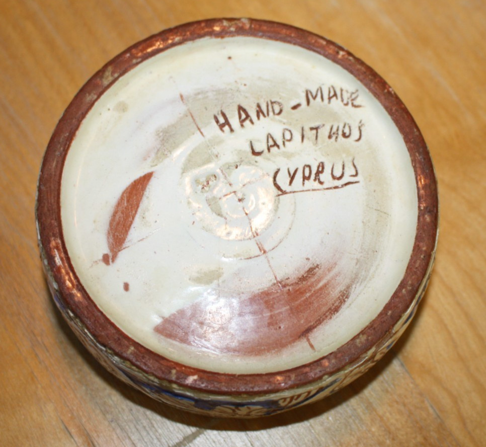 Handmade Ceramic Souvenir Ashtray Apollonia Beach Limassol Blue Lapithos Islands
