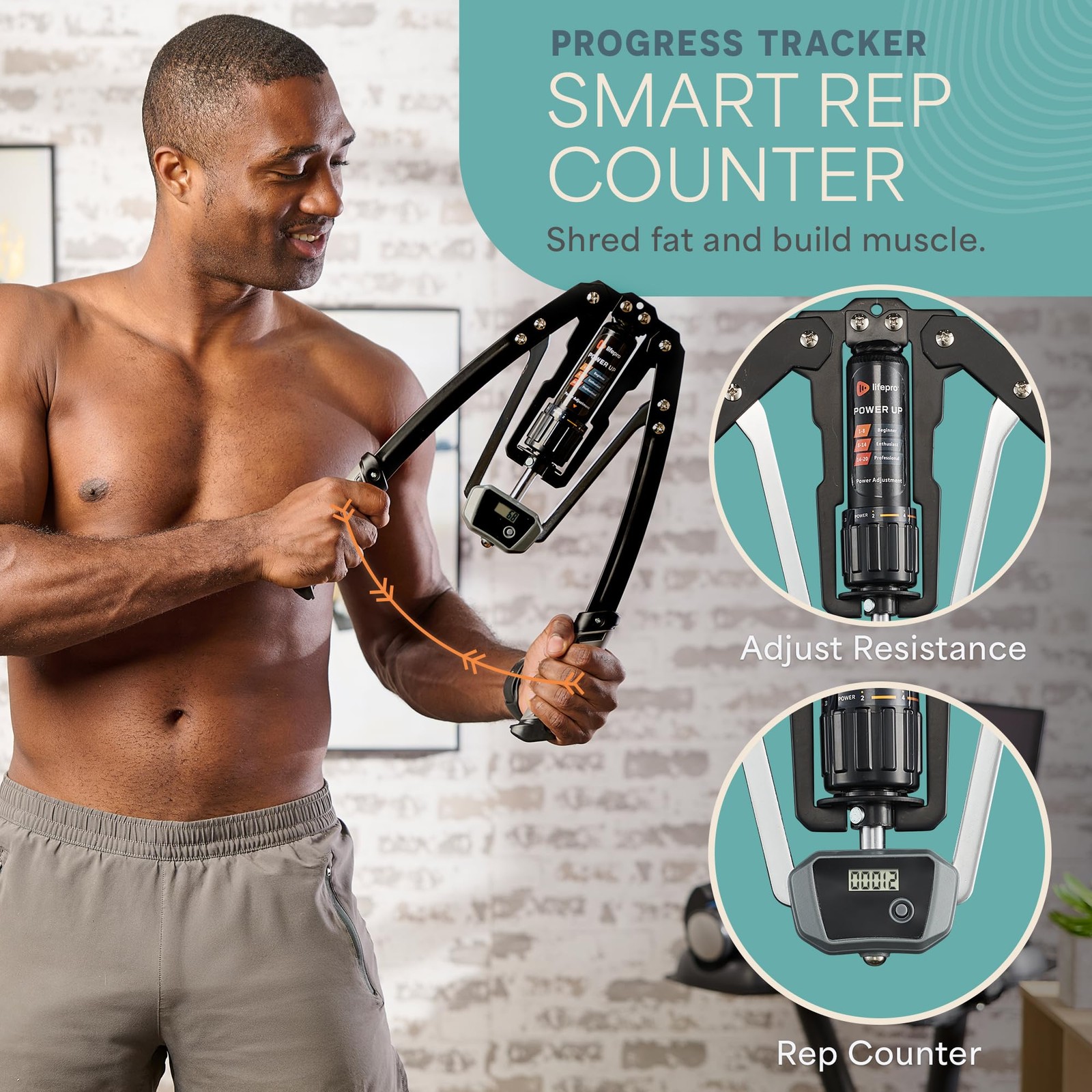 Lifepro Hydraulic Power Chest Expander and Arm Twister Trainer Medium, Gray