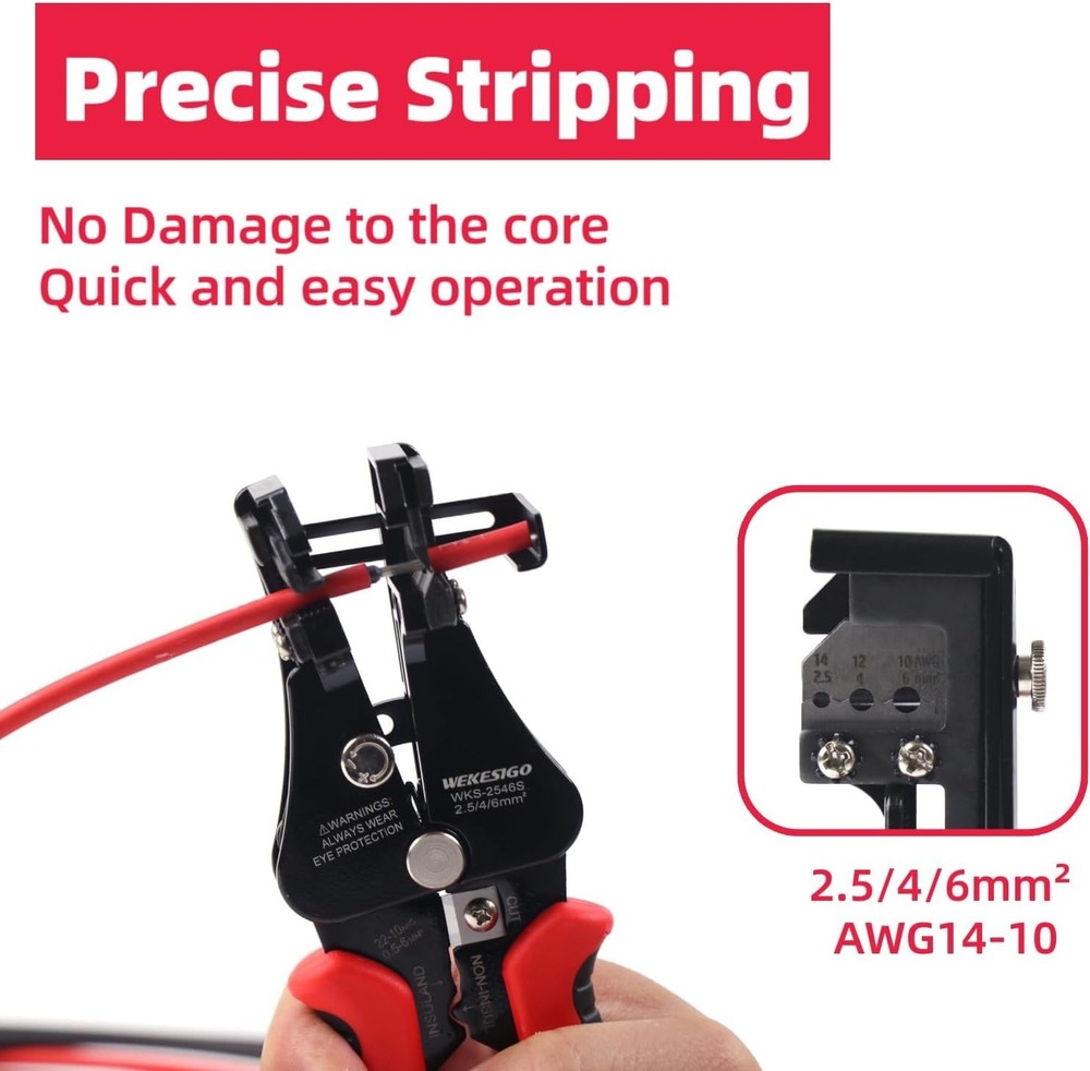 3 in 1 Adjustable Wire Stripper Tool, Automatic Solar Cable Stripper/Cutter for