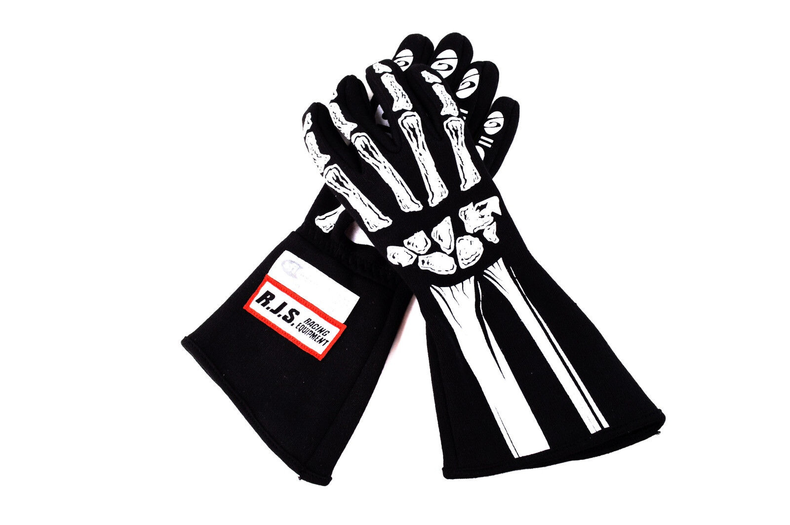RJS RACING SFI 3.3/1 NEW SKELETON RACING GLOVES BLACK / WHITE SIZE XL 600080135