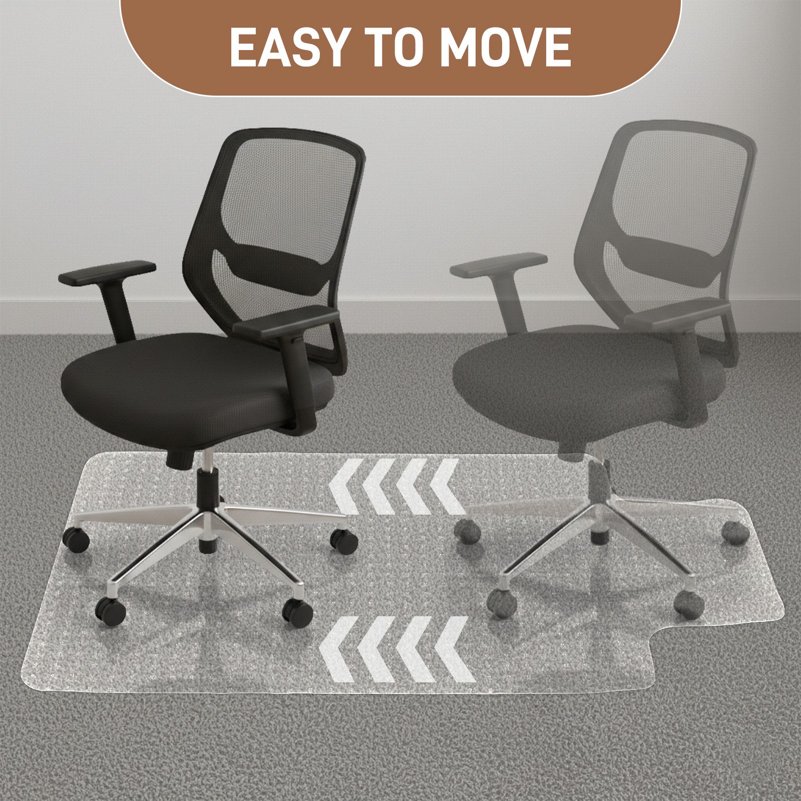 Office Chair Mat with Non-Slip Back - 48x30 Inch PVC Carpet Guard with Nail