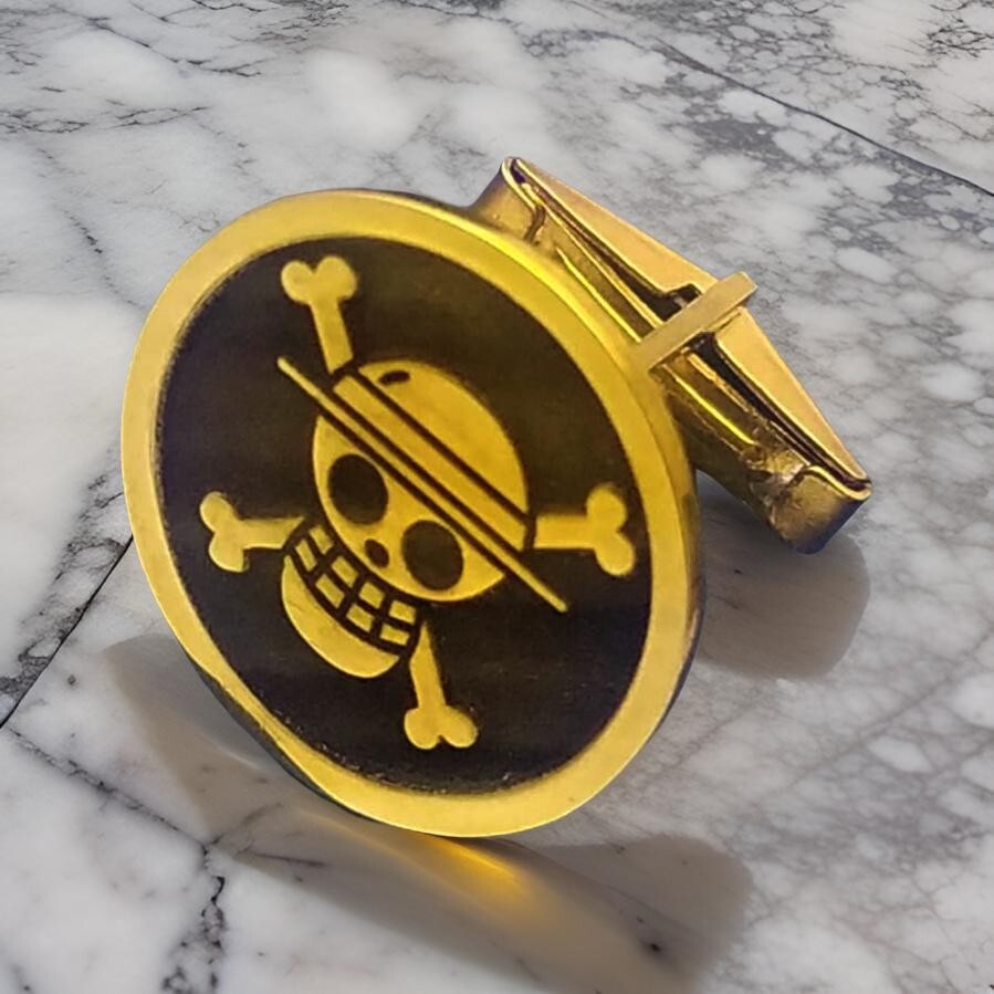 One piece pirate flag cufflinks, Straw hat crew flag cufflinks, 925 Silver