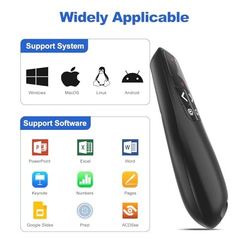 Wireless Presentation Clicker with Cases - Remote PowerPoint Pointer for Mac & P
