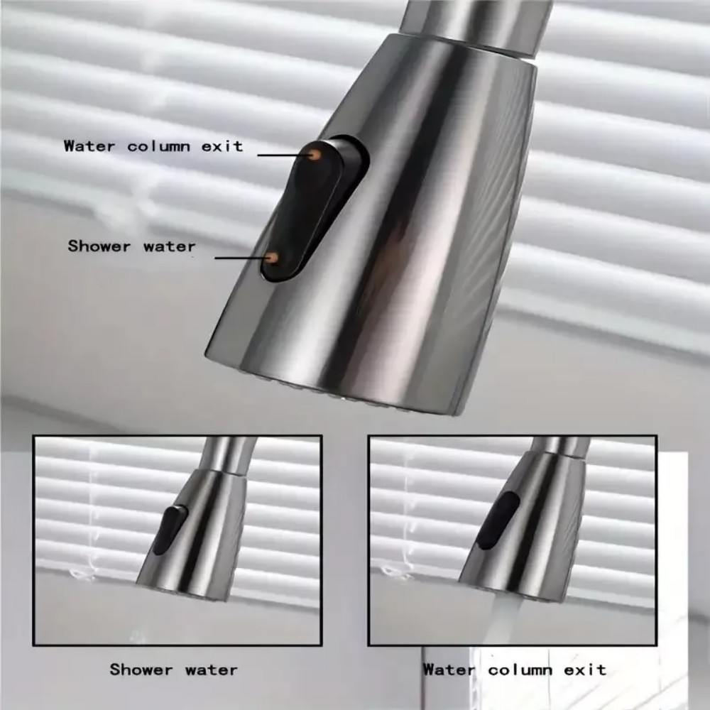 Kitchen Sink Faucet Brushed Nickel Single Handle Swivel Pull Down Sprayer Mixer