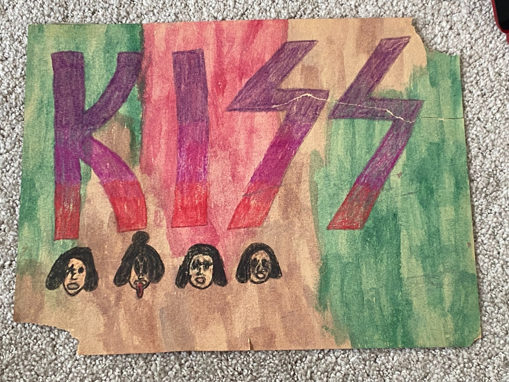 amazing! KISS drawing - made by 11 year old in 1988 - WOW! - waterpaint / crayon