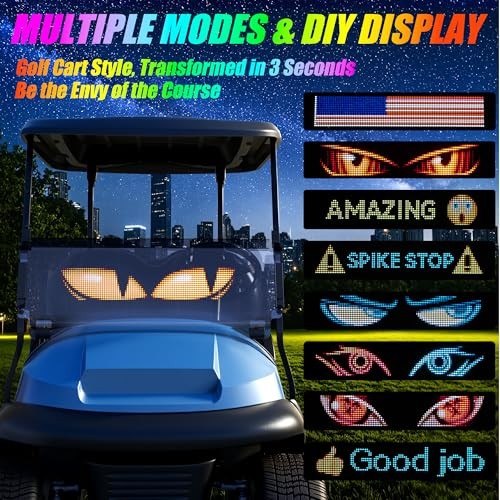 Golf Cart Devil Eyes Light Sign, Programmable Flexible Screen for Flat screen