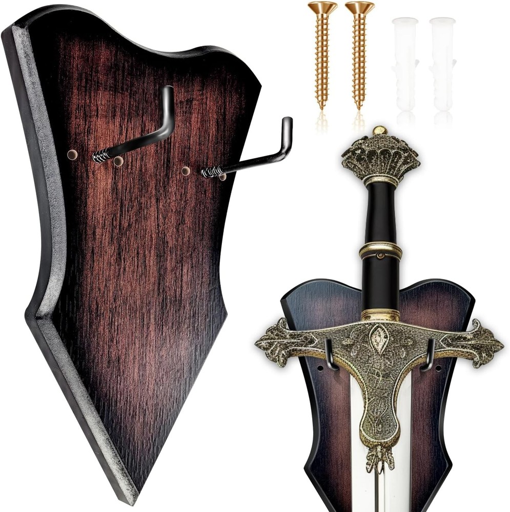 �Sword Plaque Wall Mount Vertical Display Stand for Bow Dagger Axe Medium�