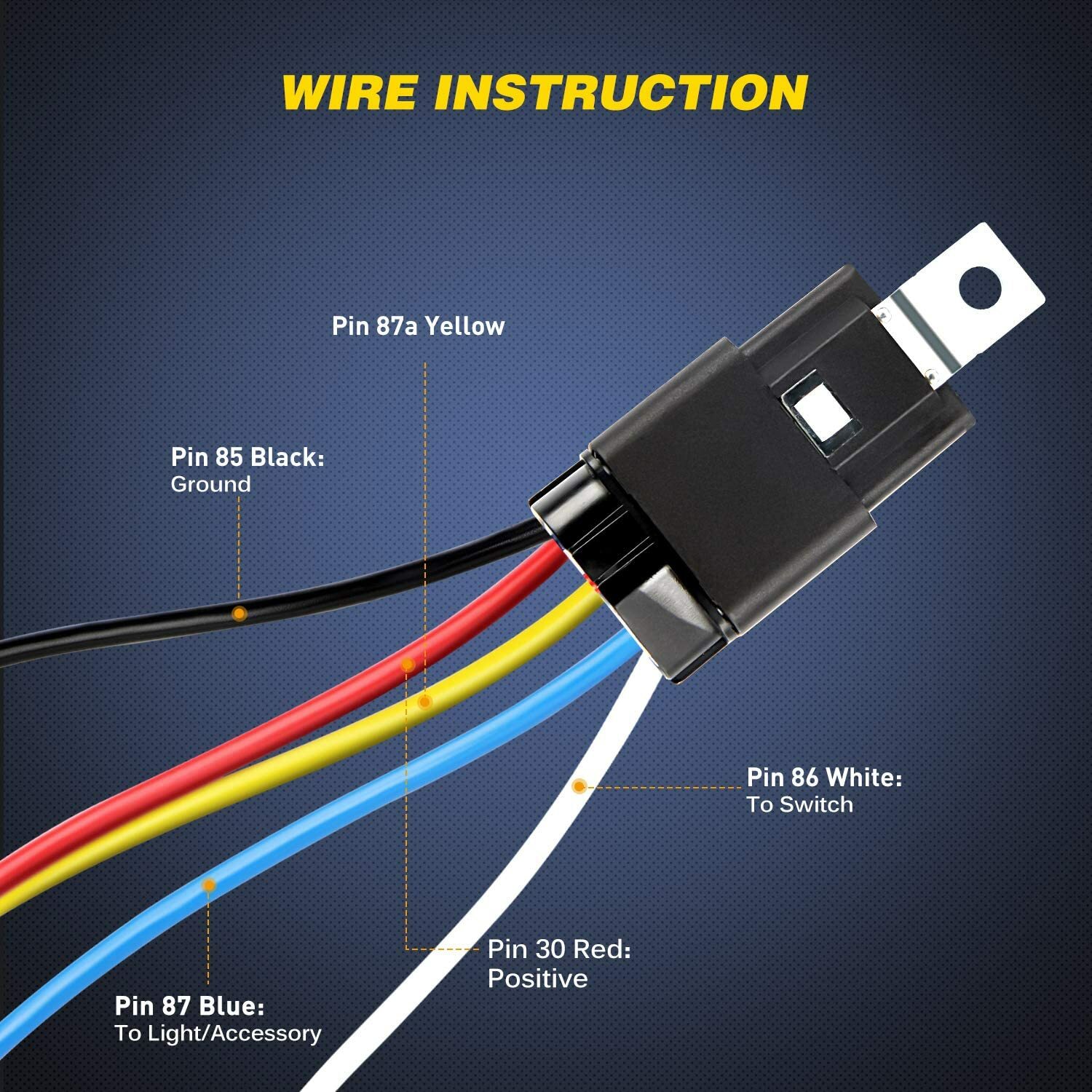 Nilight Auto Waterproof Relay & Harness 40/30 AMP12 AWG Tinned Copper Wires Kit