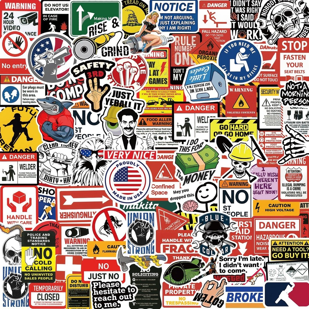 Blue Collar Hard Hat Stickers 160 Pcs Funny Stickers for Mechanics Construction