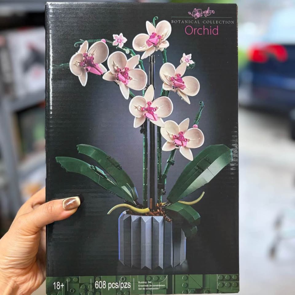 Botanicals Orchid - Artificial, Fake Indoor Flowers Building Set for Home, Kitch