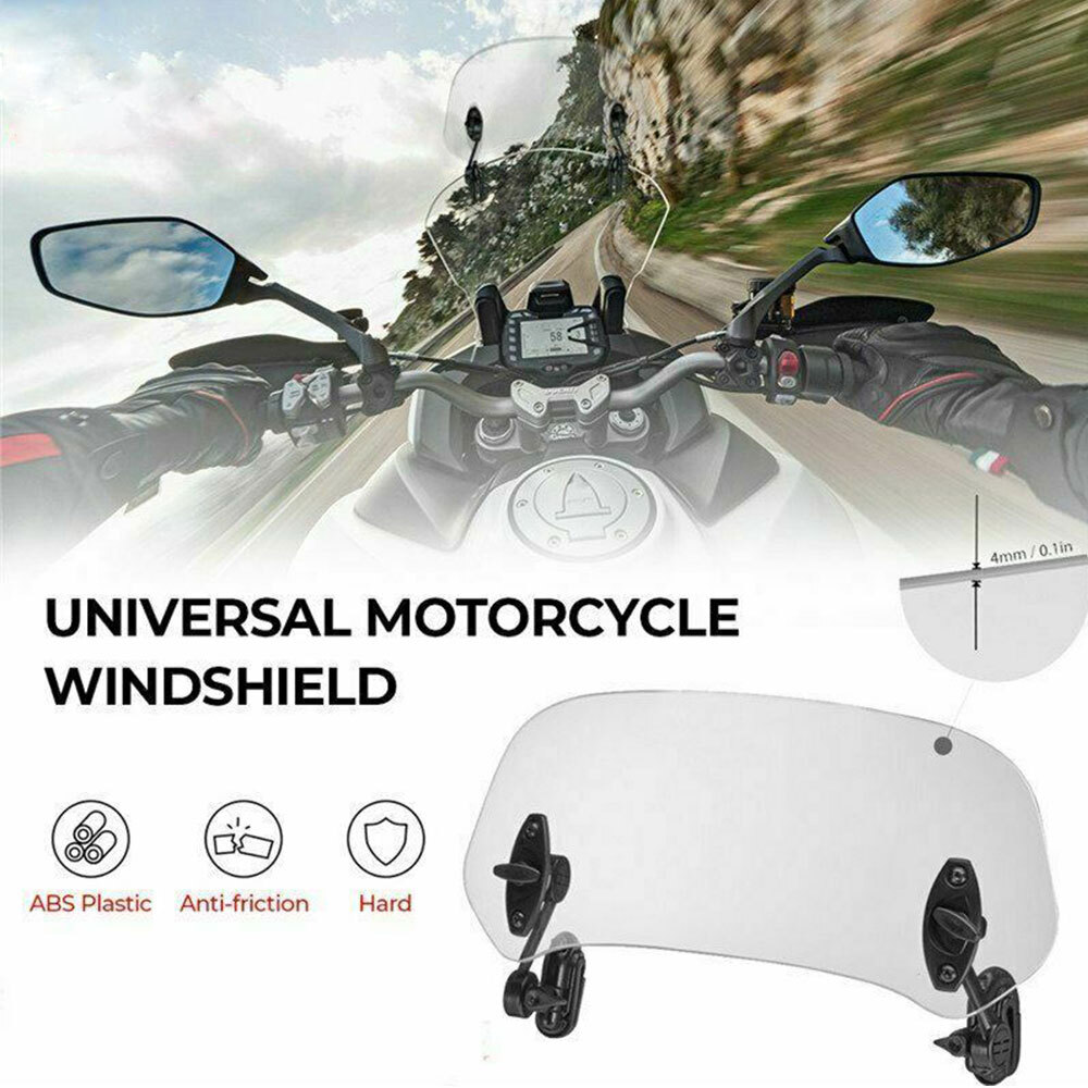 Clip On Motorcycle Windshield Extension Spoiler Wind screen Deflector Universal
