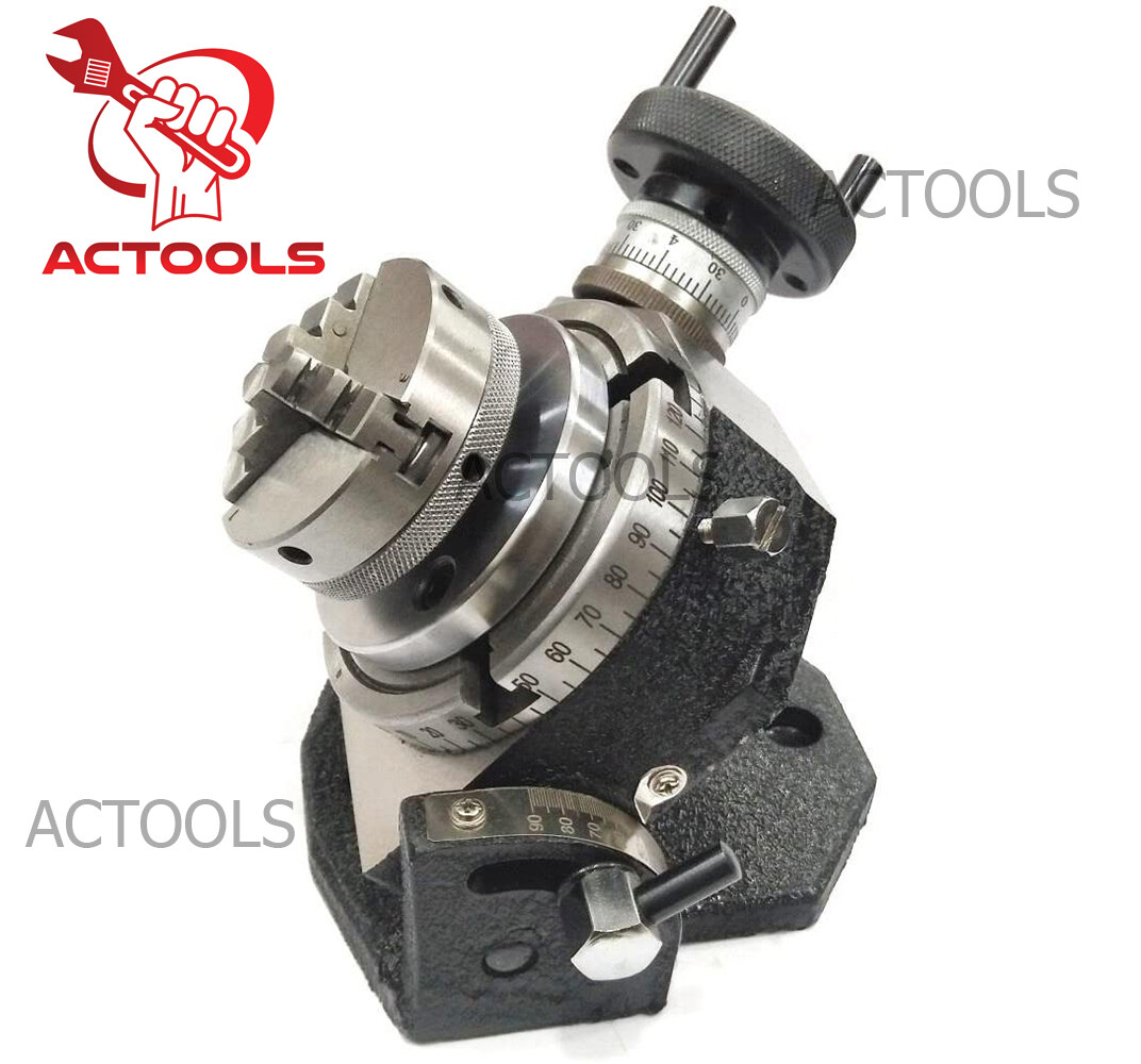 Rotary Table Tilting 4" Inch With 3 Jaw 65mm Mini Lathe Chuck Milling Machine