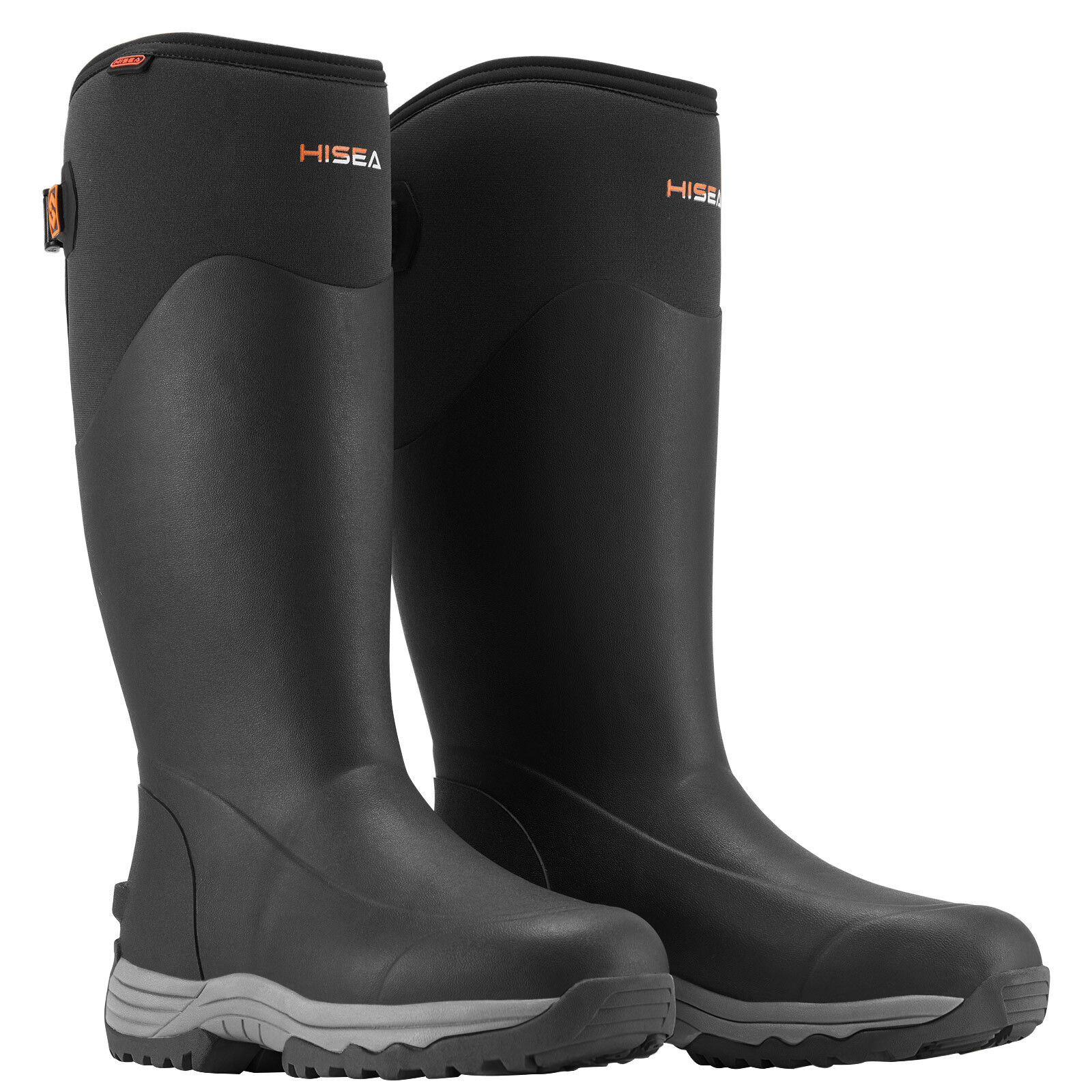 HISEA Men's Rubber Boots Neoprene Insulated Rain Boots Mud Working Hunting Boots