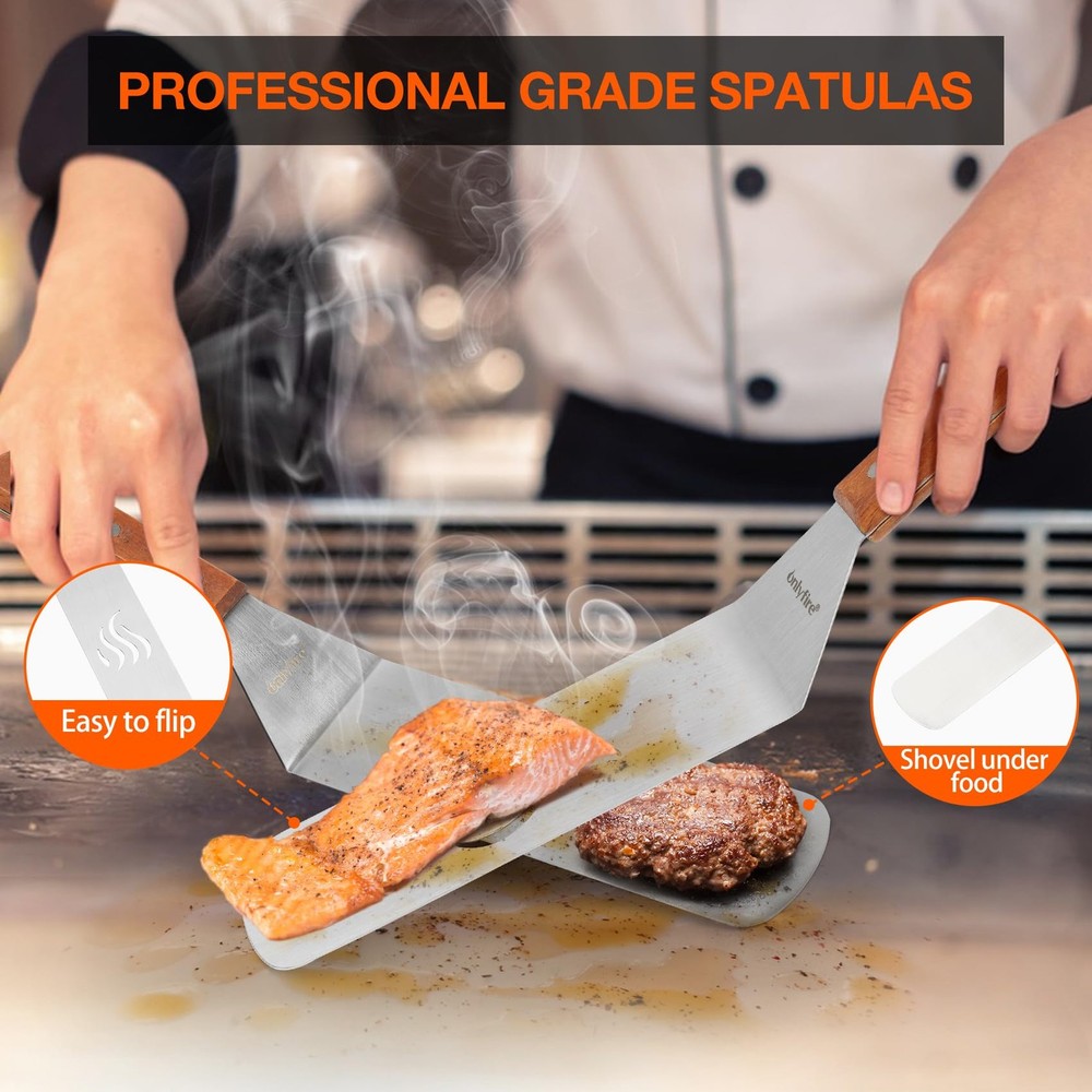 onlyfire Professional Barbecue Tool Kit Grill Griddle Tools Flat Top Griddle ...