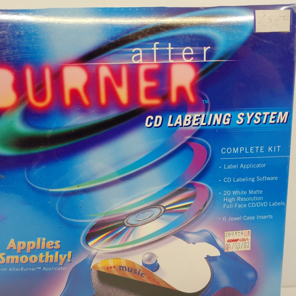 After Burner CD Labeling System PC CD-ROM Software Program 2001 Avery