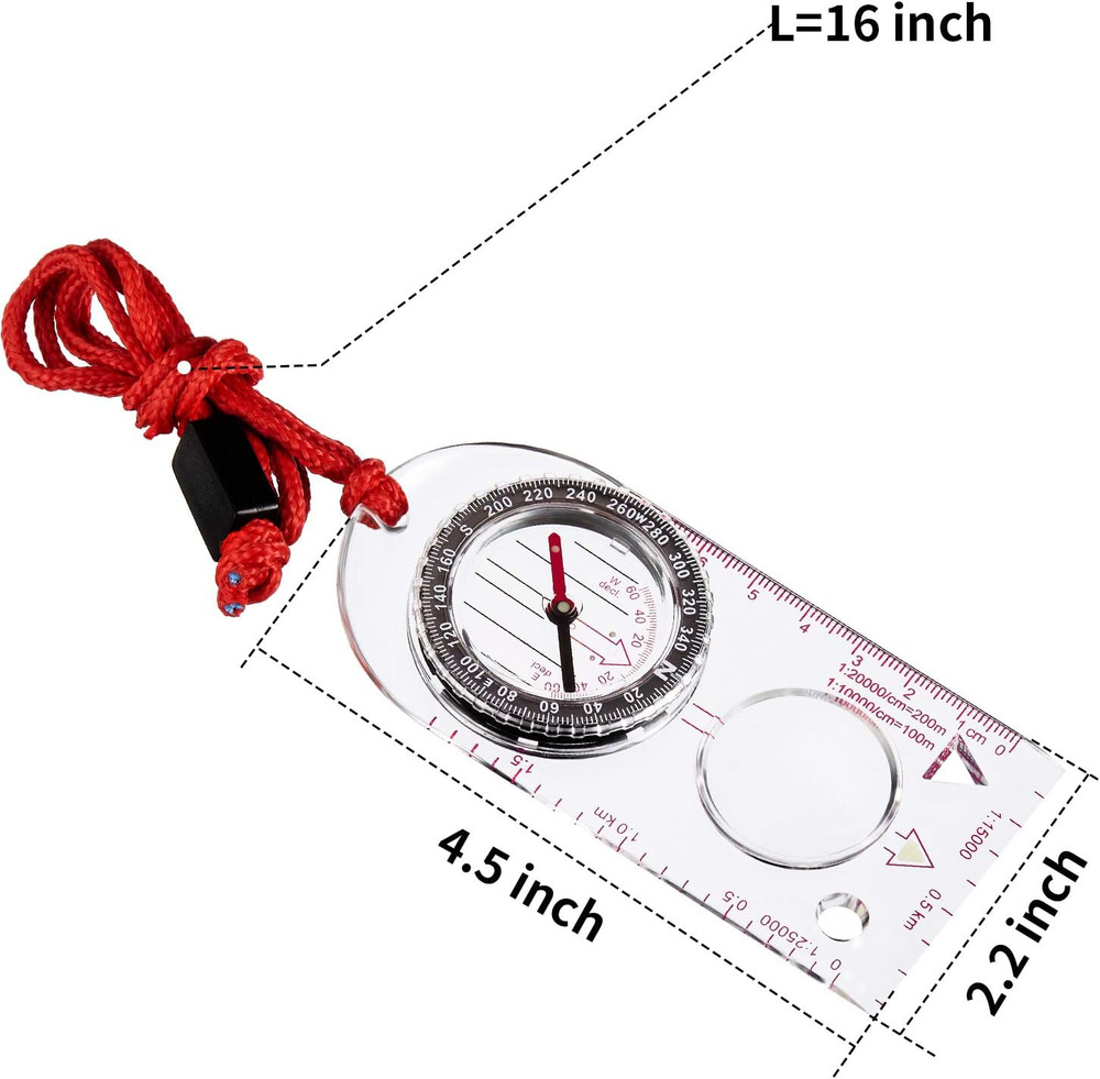 6 Pieces Orienteering Compass Hiking Navigation Backpacking Compass Map Readi...