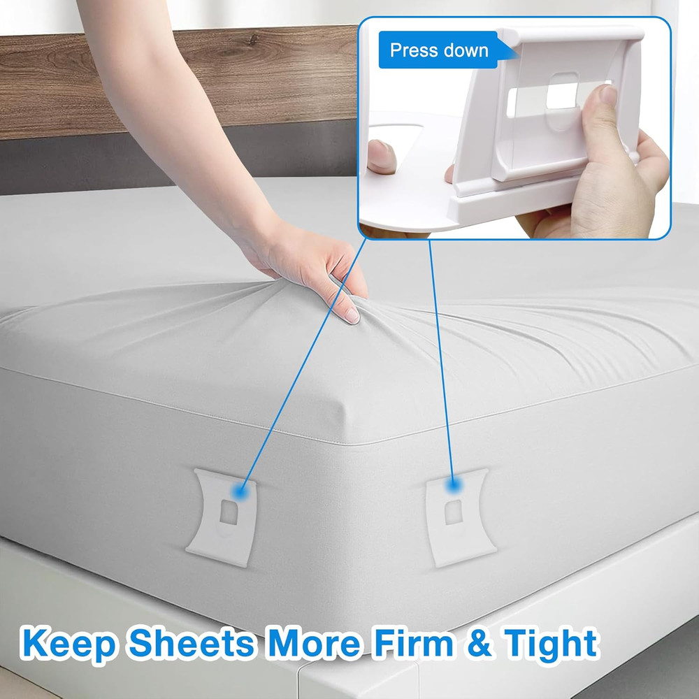 Heavy-Duty Bed Sheet Holders, 4-Pack Corner Clips for Secure Fitting