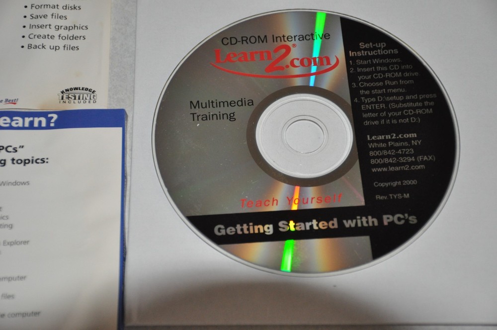 Getting Started w PCs~Multimedia Training~Learn2 PC Interactive CD-ROM No Case