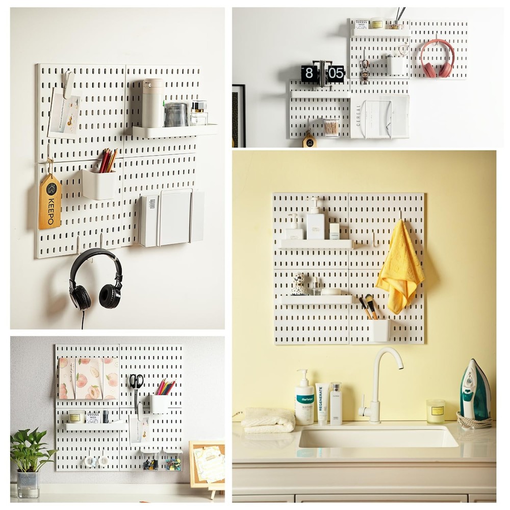Keepo Peg Board Wall Organizer – Plastic Pegboard Panels, Modular Peg Board S...