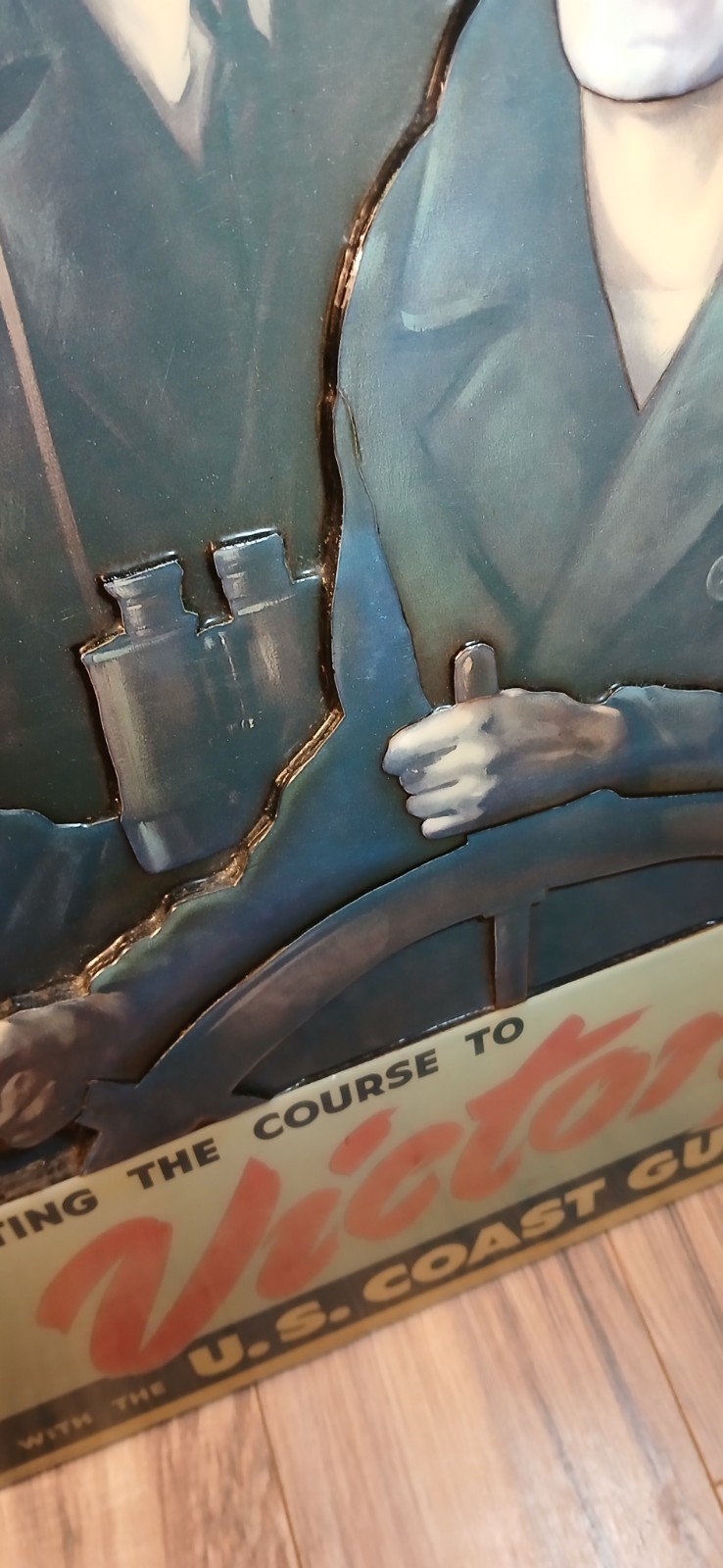 Vintage WW2 Era US Coast Guard 3D Lacquered Wall Art