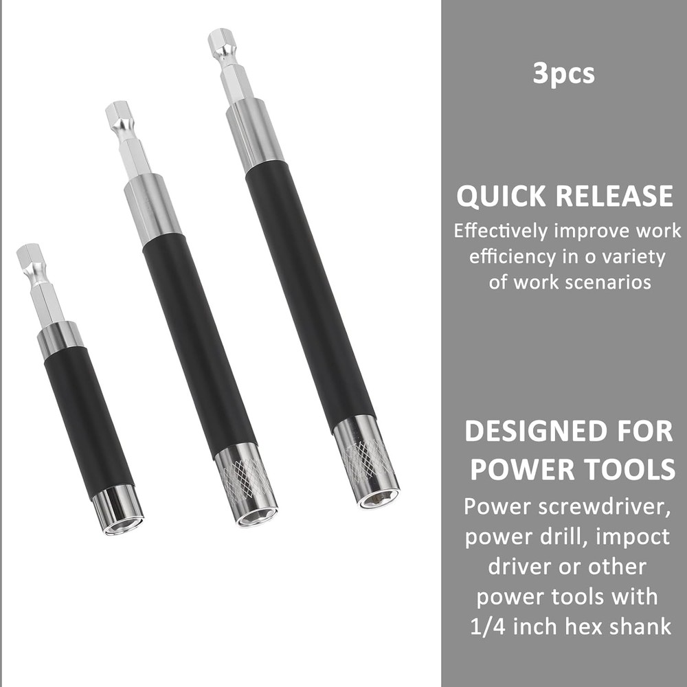 3pcs Magnetic Screw Drive Guide Drill Bit Tip Holder, Quick Release Screwdriver