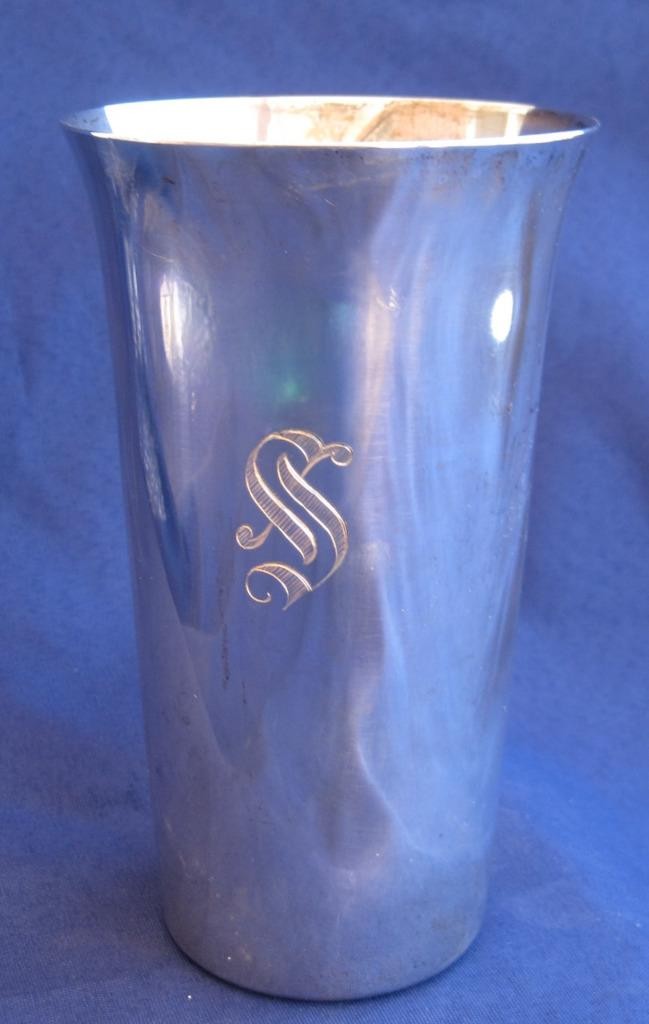 Sterling Silver Tumbler International 160 grams Monogram Dated 5.5 inches