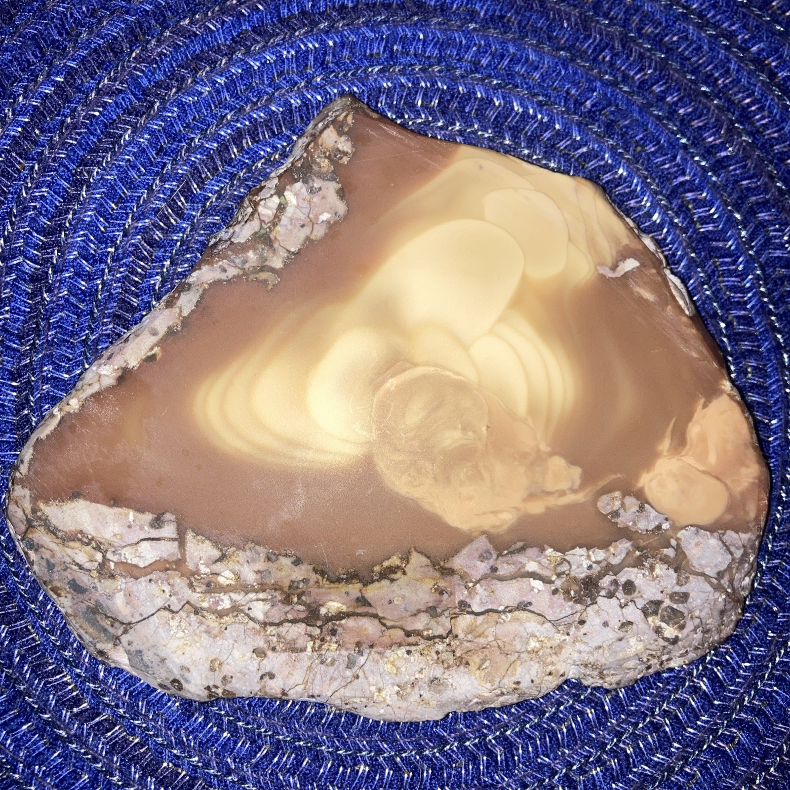 Bruneau Jasper Slab-One Side Polished-Many Orbs And Light Cream Color-2.9oz/83g