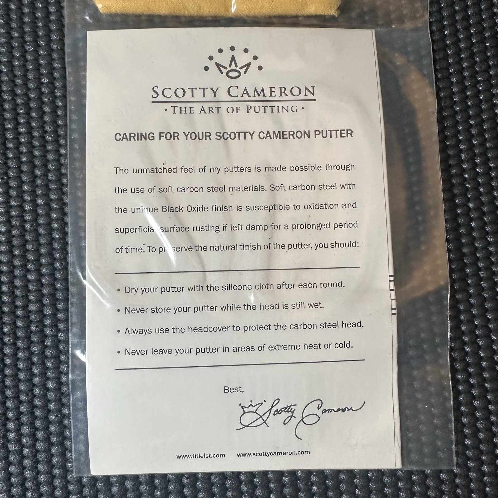 NEW Scotty Cameron by Titleist Original Oil Cleaning Cloth - Never opened