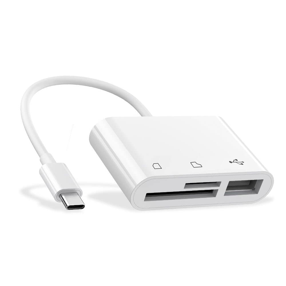 RayCue USB C to Micro SD TF Memory Card Reader, 3-in-1 C Camera White