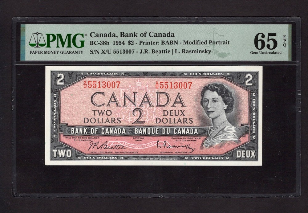 Canada 2 Dollars 1954 BC-38b Uncirculated Grade 65
