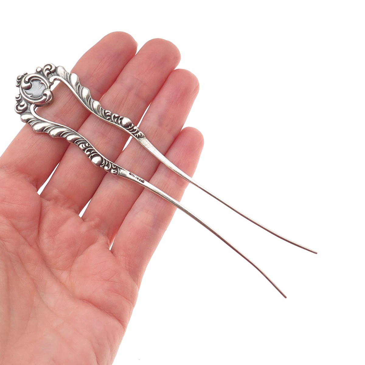 925 Sterling Silver Antique Victorian Oxidized Hair Fork