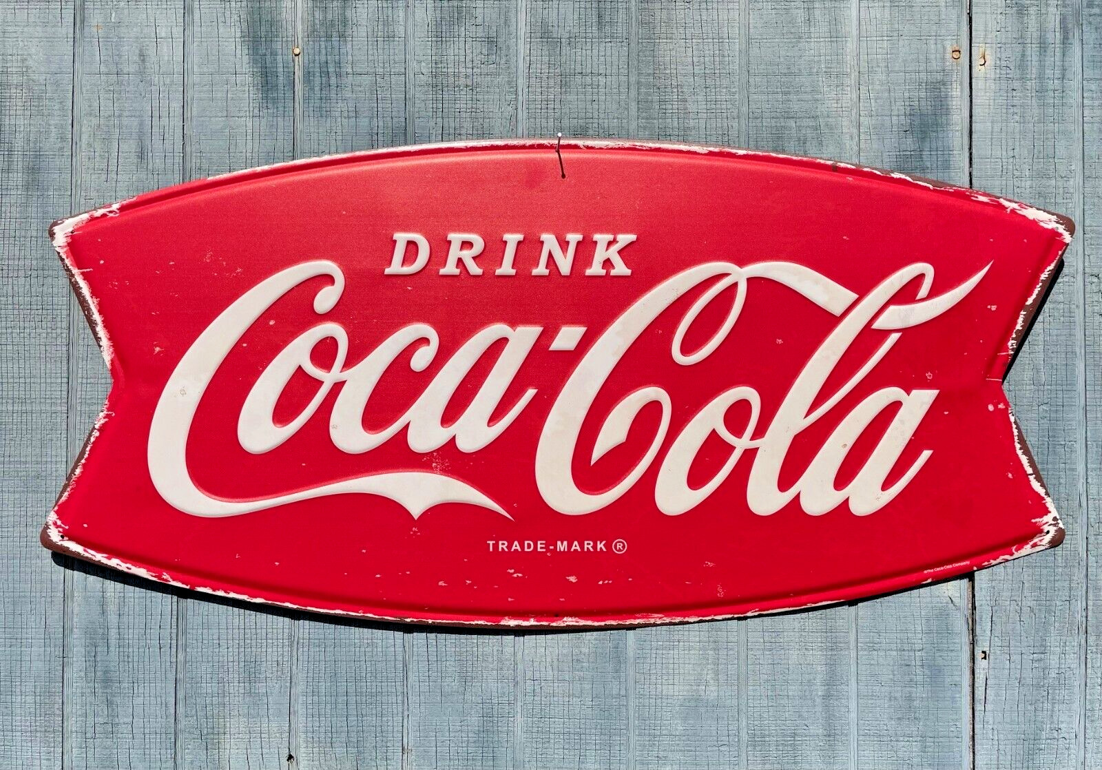 NEW! Reproduction Fishtail Coca-Cola / Coke Metal Sign 36in X 18in Vintage