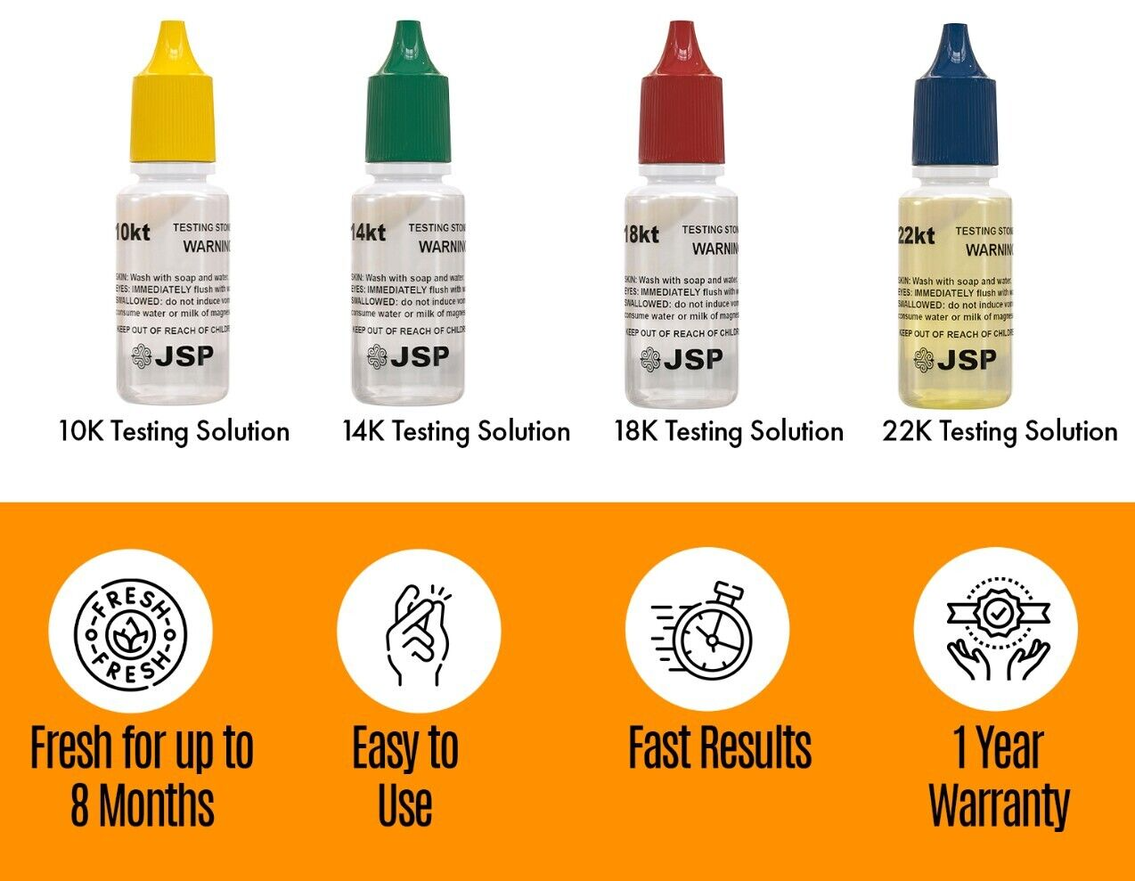 Gold Testing Kit 10k 14k 18k 22k Solutions Acids + Scratch Stone Test