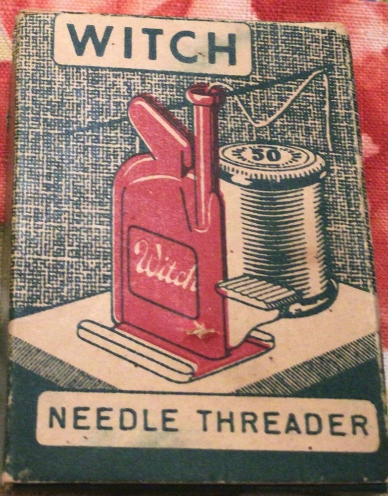 Vintage HEXE Red Plastic Automatic Needle Threader Germany in Original Box