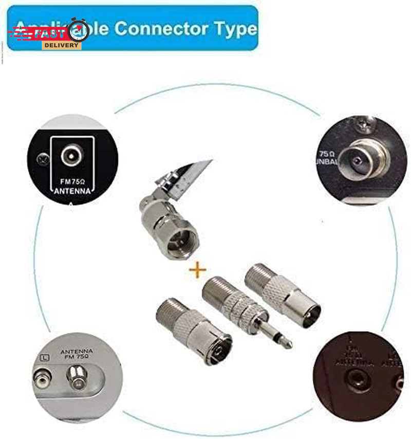 FM Antenna for Stereo Receiver Indoor, FM Radio Antenna 75 Ohm UNBAL F Type Male