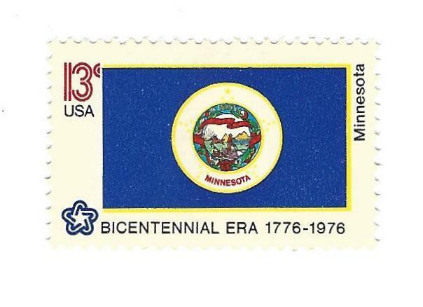 STAMP US SCOTT 1664 "Minnesota Flag" 13 CENT 1976 MNH