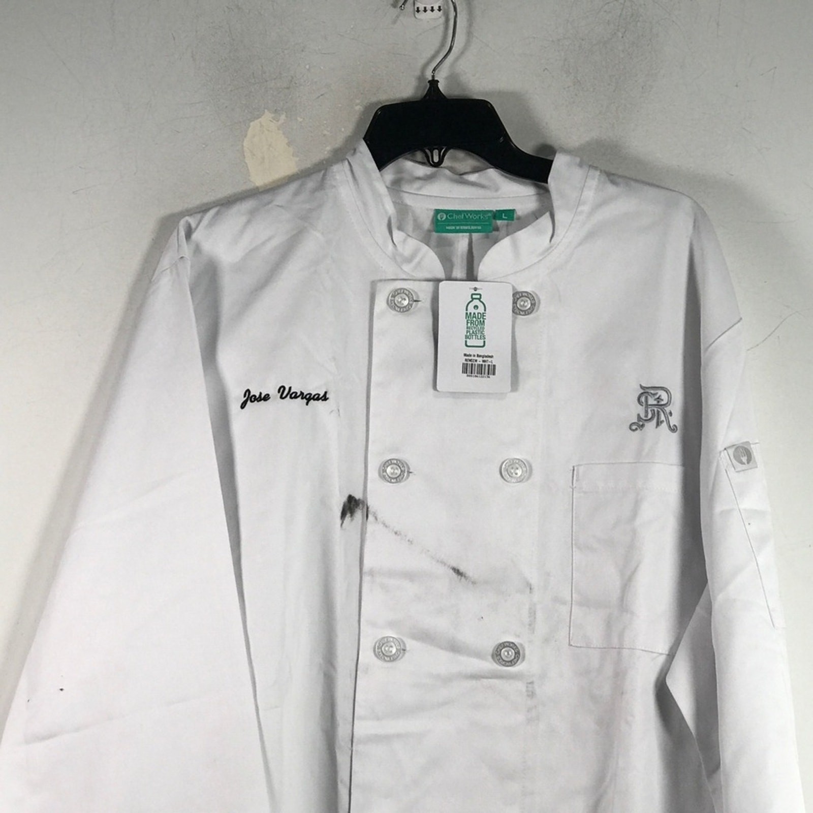 Chef Works Double Breasted Long Sleeve Chef Coat, Men's Size L - White
