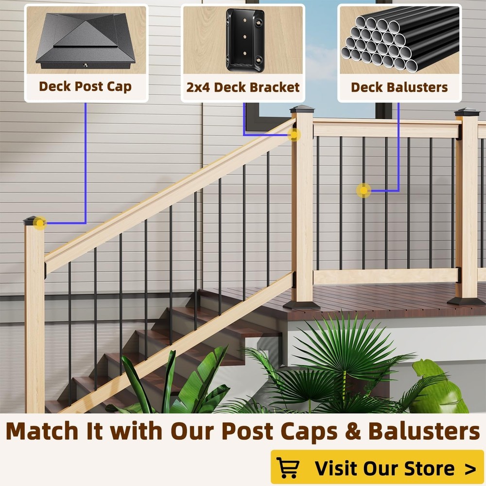 30 Pcs Deck Railing Bracket Set with Screws & Drill Bit for Wooden Posts & Ha...