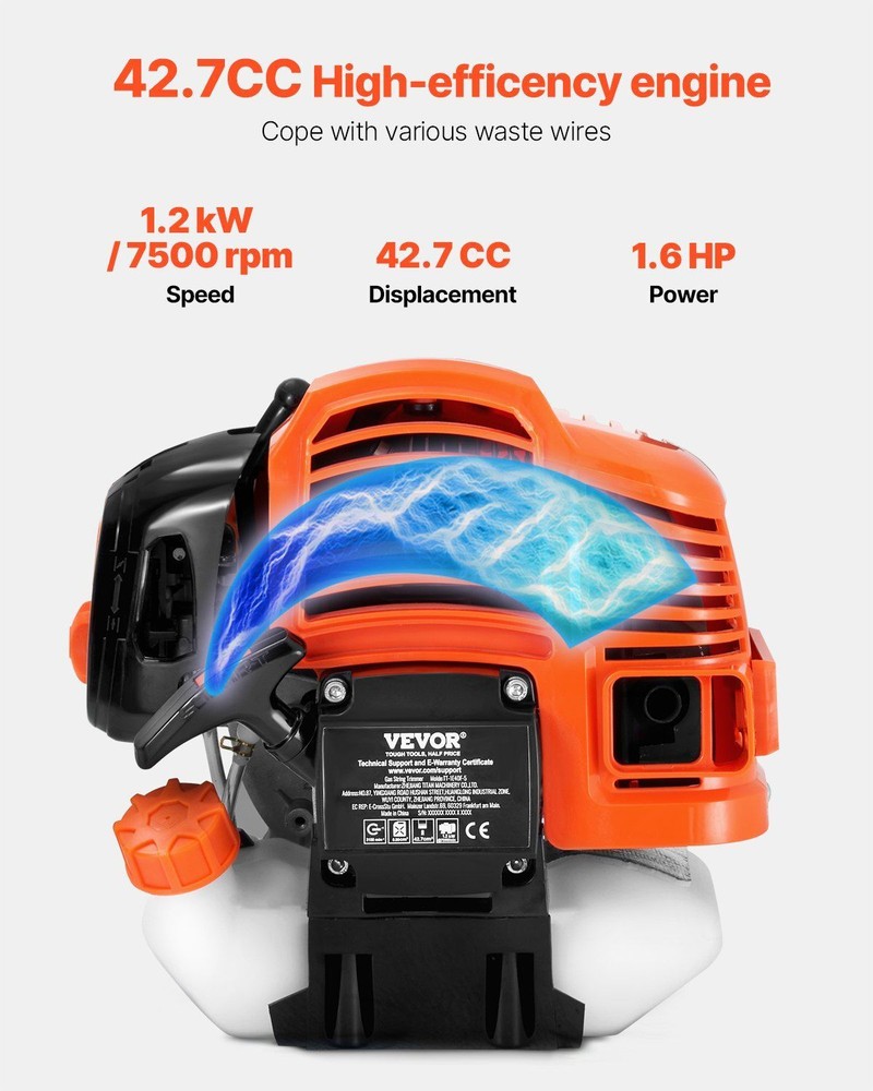 Multi-Functional String Trimmer 42.7CC 2-Stroke 16.9" Cordless Grass Trimmer