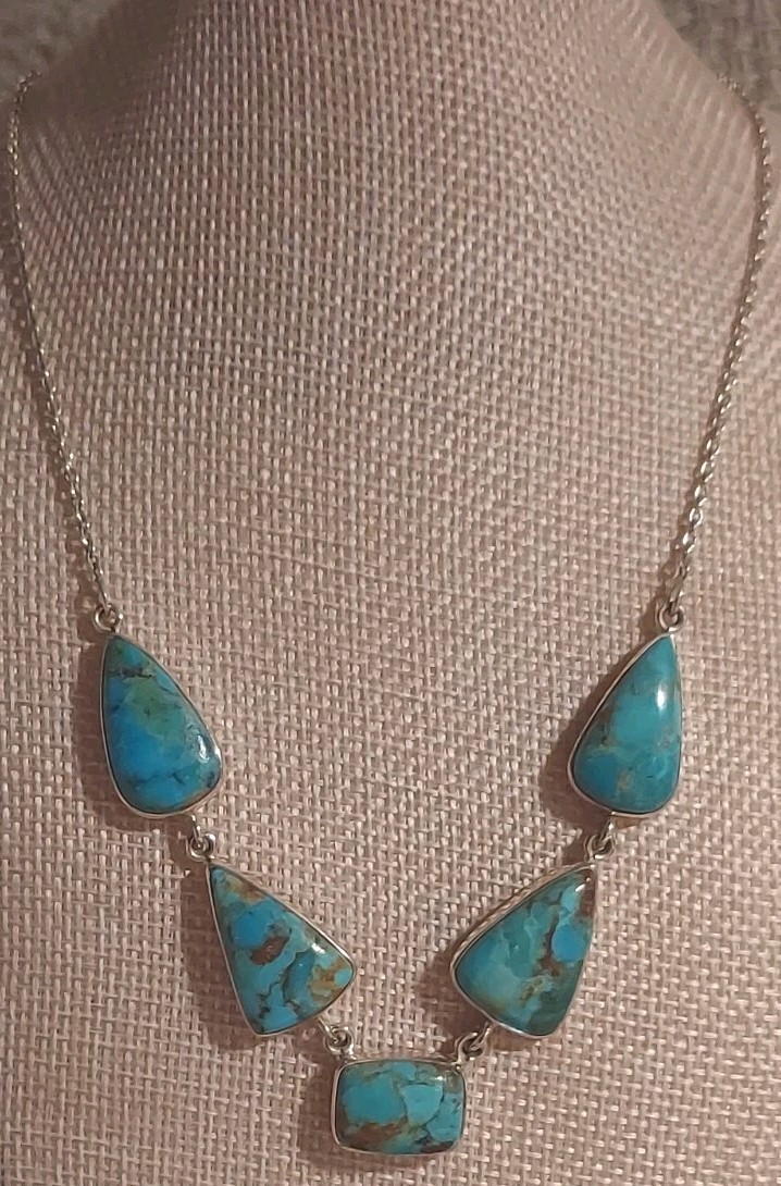 New Sterling Silver & Mojave Turquoise Necklace