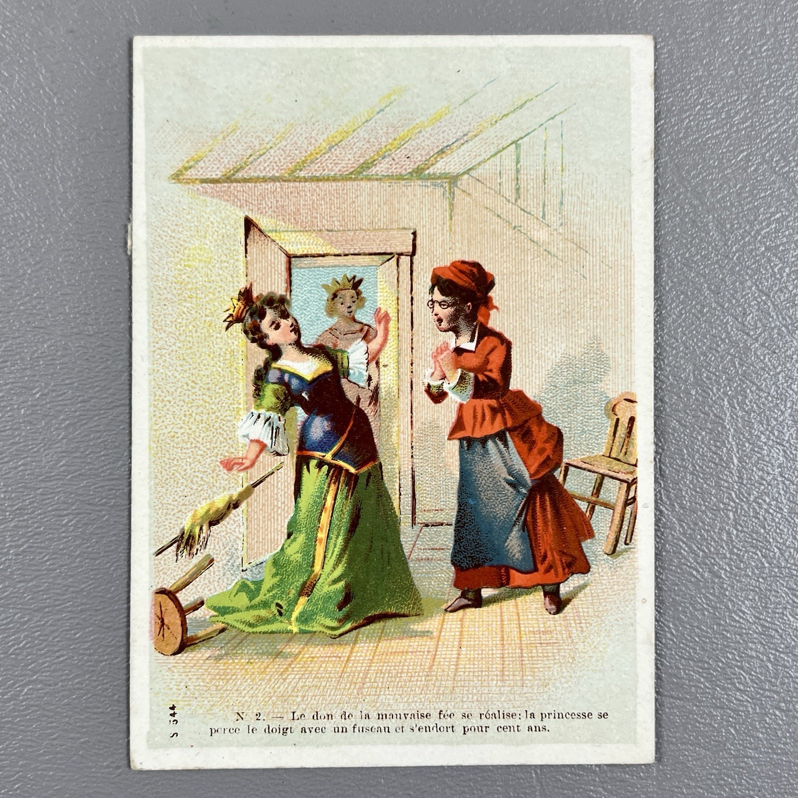 Victorian French Trade Card Sleeping Beauty Illustration No 2 Women Room Chair