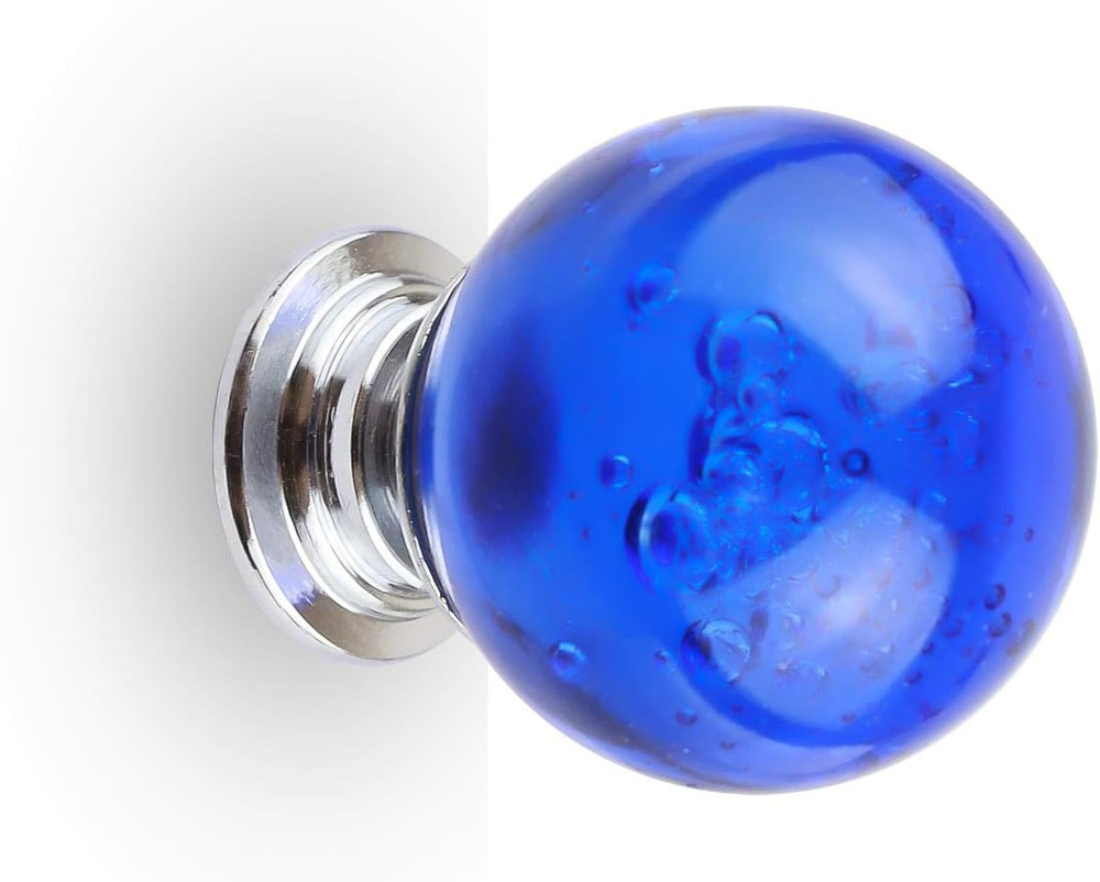 12 PCS Crystal Cabinet Knobs Round Glass Bubbles Knobs Smooth Drawer Pulls Handl