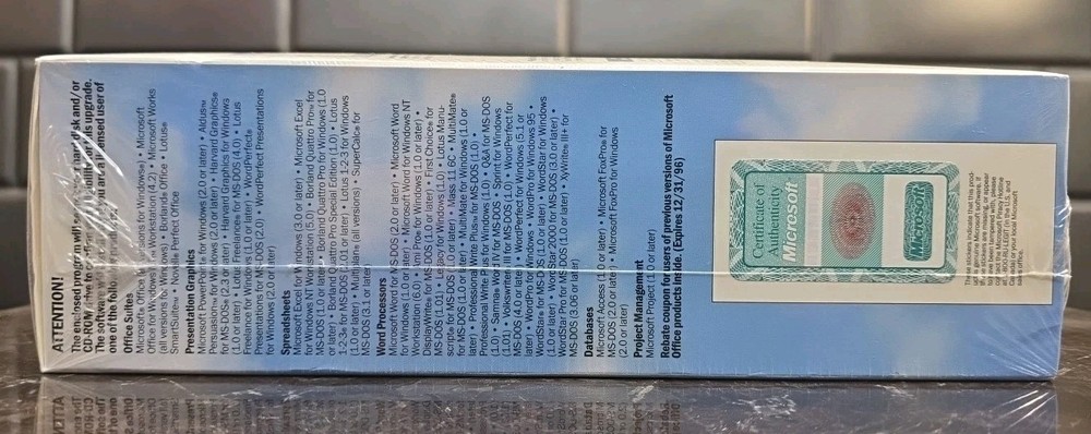 Microsoft Office Standard Windows 95 Upgrade CD-ROM 1996 PC Software Sealed