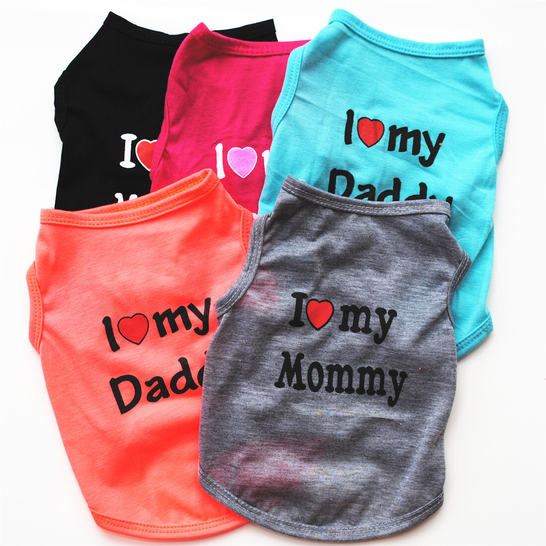 Pet Dog Clothe T Shirt Vest Clothing Puppy Cat Cute Printed Love Mom Dad Apparel