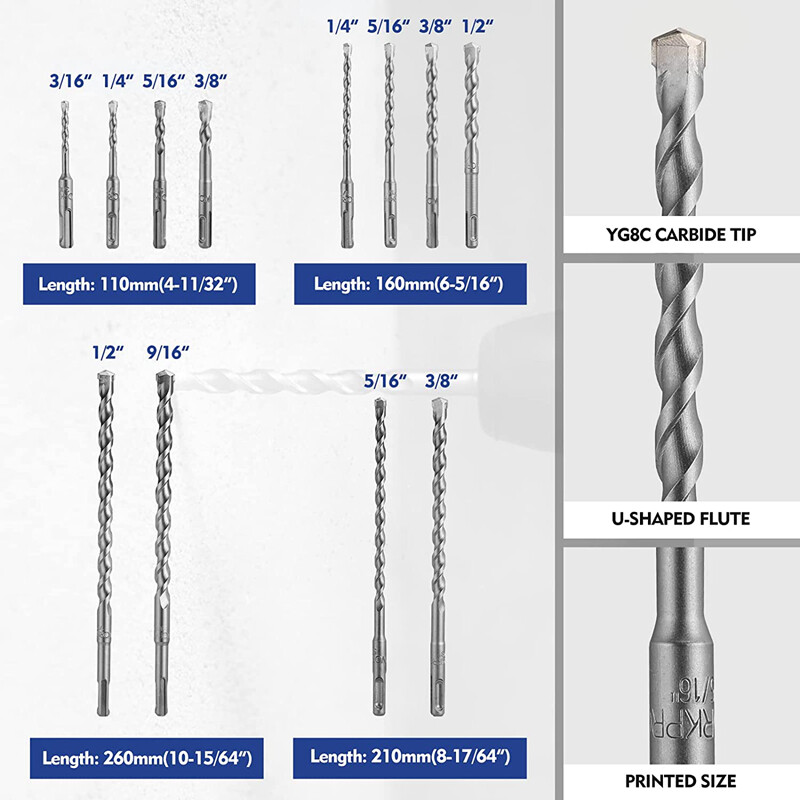 WORKPRO 17PC SDS-Plus Rotary Hammer Drill Bits and Chisel Set for Concrete Stone