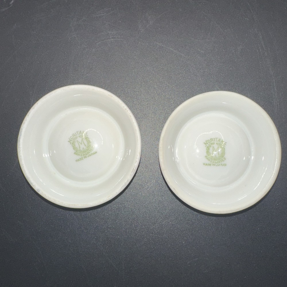 Noritake Pair Blue Peach Lusterware Open Salt Cellars