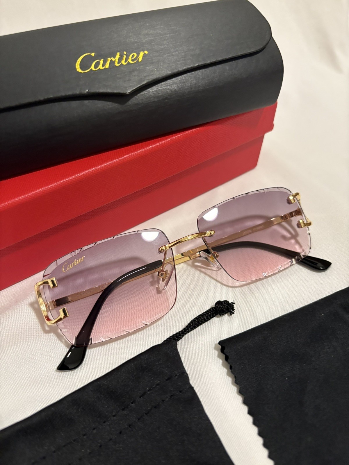 Cartier C Decor Vintage Optical Rimless blue Unisex Eyeglasses