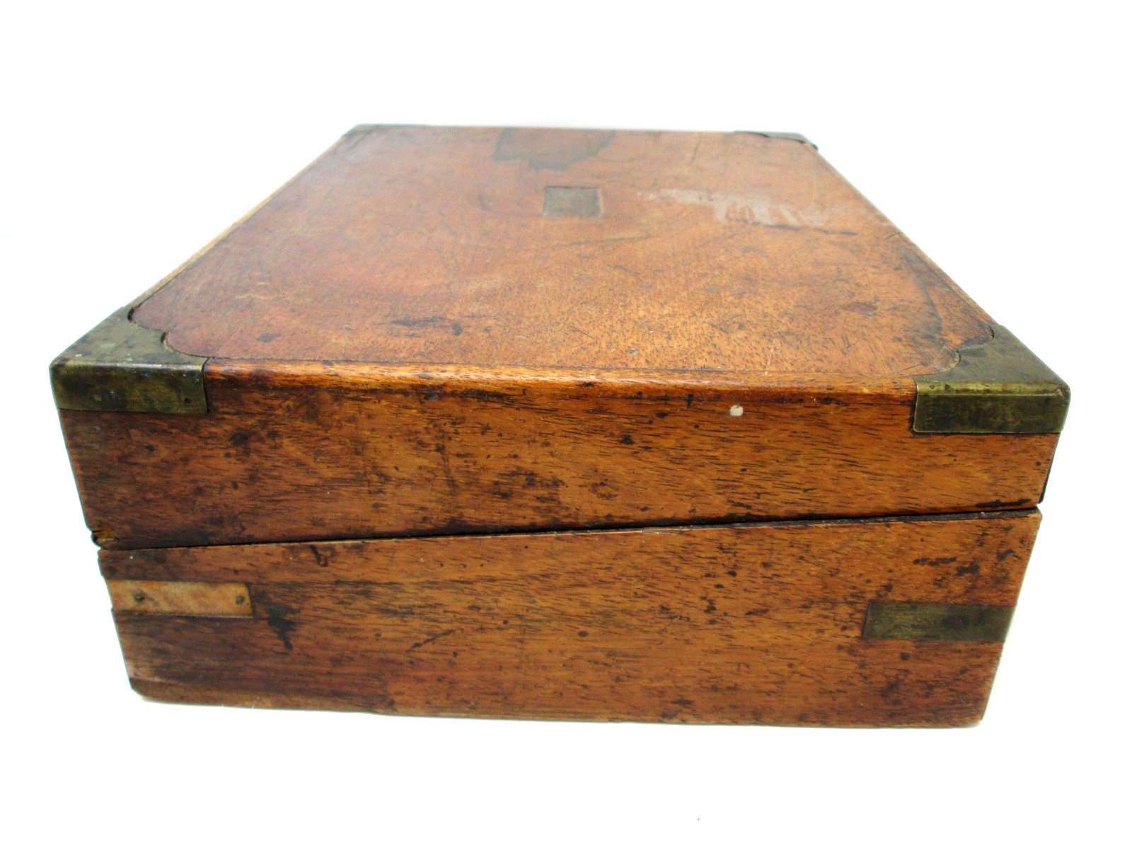 Vintage Wood Box Metal Corners Portable Writing Lap Desk Arts Crafts Wooden