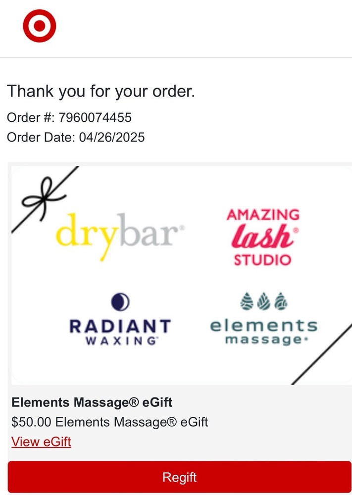 Elements massage gift cards